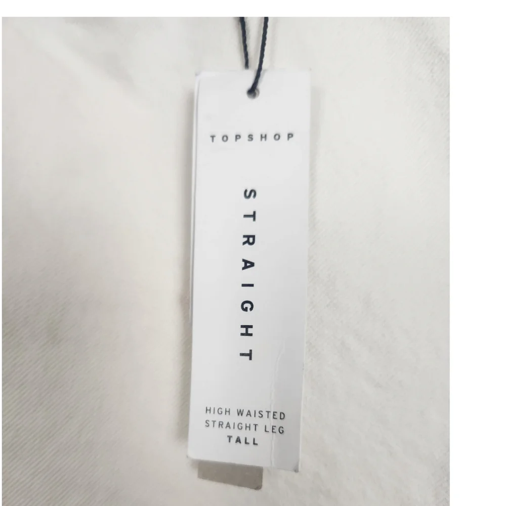 Topshop Straight Leg High Waisted Tall Jeans Size 14 Mom White Ivory - Picture 5 of 8